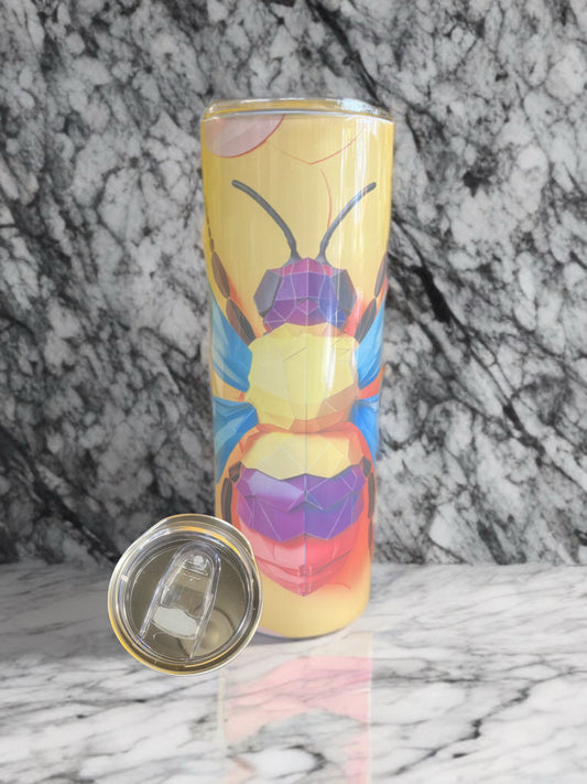 “Buzzed & Brilliant” – Geometric Bee 20oz Tumbler