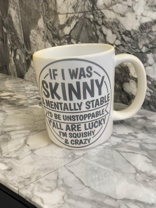 “Lucky I’m Squishy” – Bold Mug with Relatable Sass