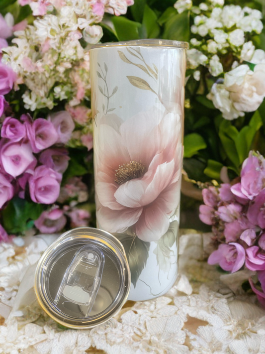 “Petal Whisper” – 20oz Tumbler Elegant Floral