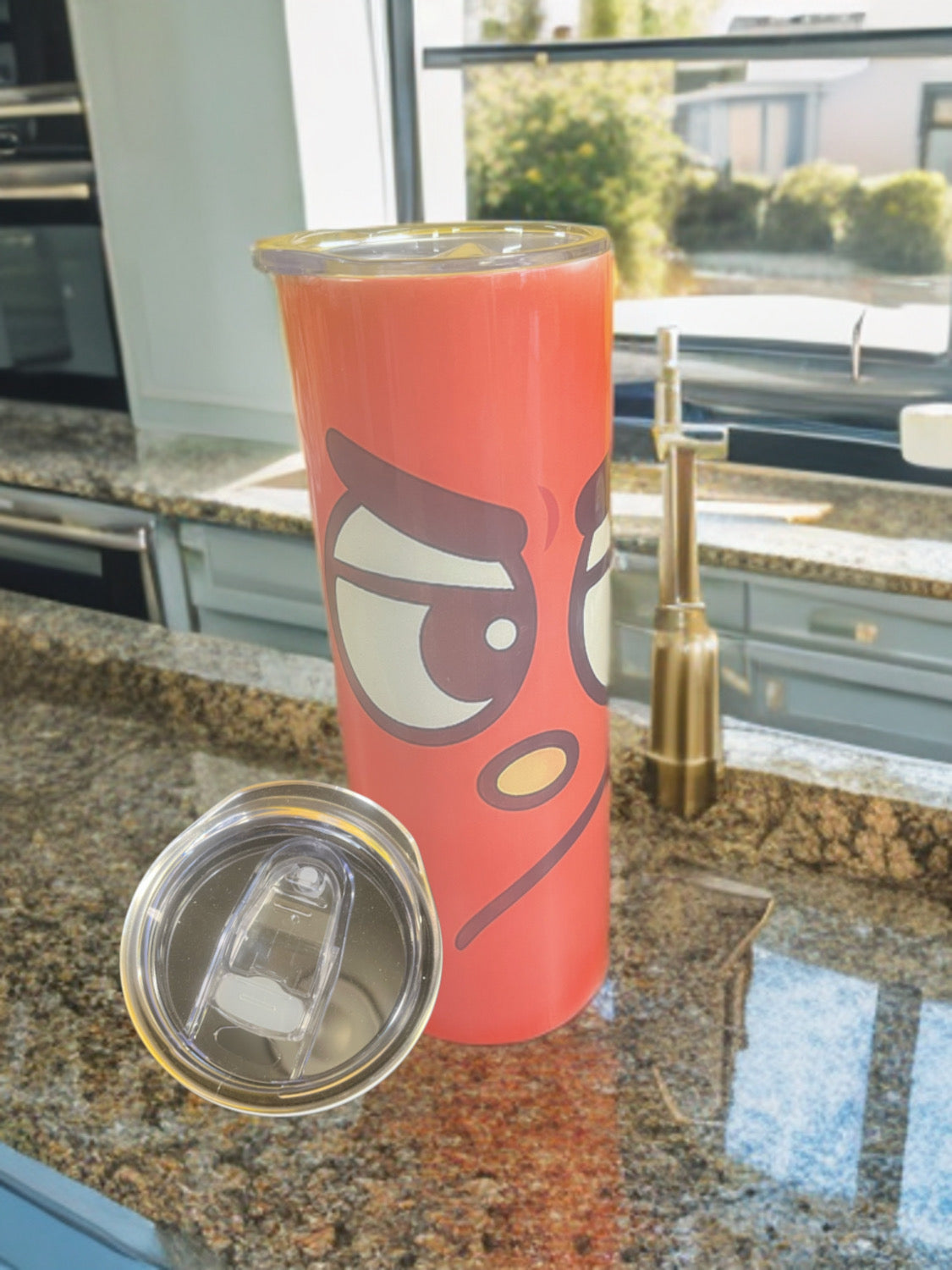 “Grump in a Cup” – 20oz Tumbler with Angry Cartoon Face