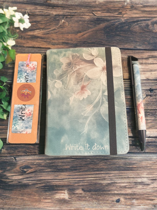 “Forest Whispers" - Notebook Set, Plain Pages with Matching Pen & Bookmark